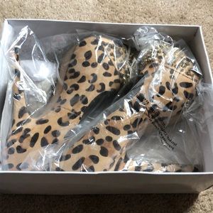 Leopard and spike pony hair heels